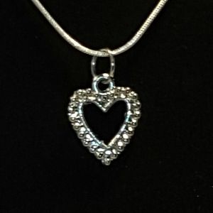 Heart Pendant Necklace Silver Chain Love Valentine